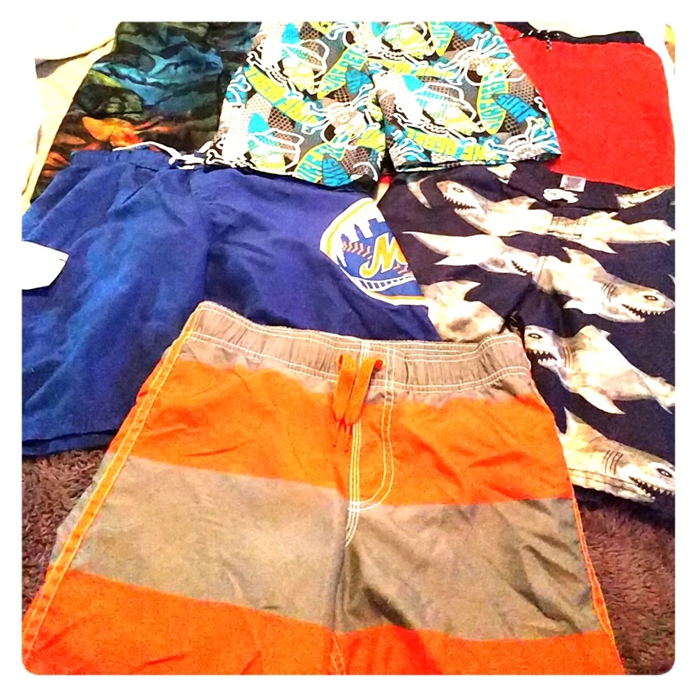Lot of 6 boys size 8/med swim trunks. EUC
